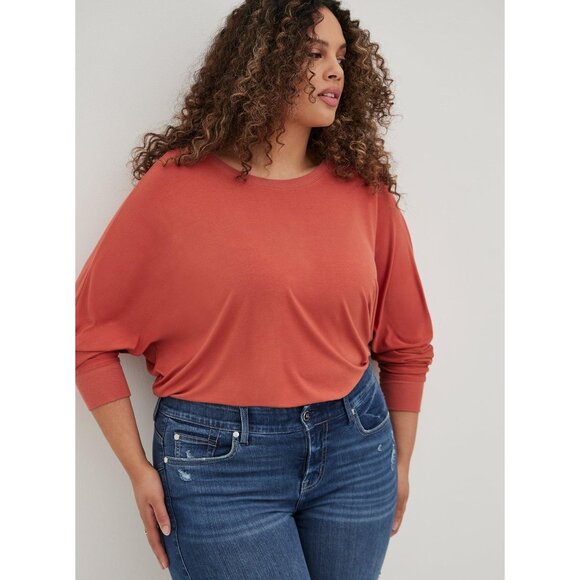 torrid Tops - Torrid Relaxed Super Soft Dolman Tee Orange Pullover Sleeve Knit Size 1X